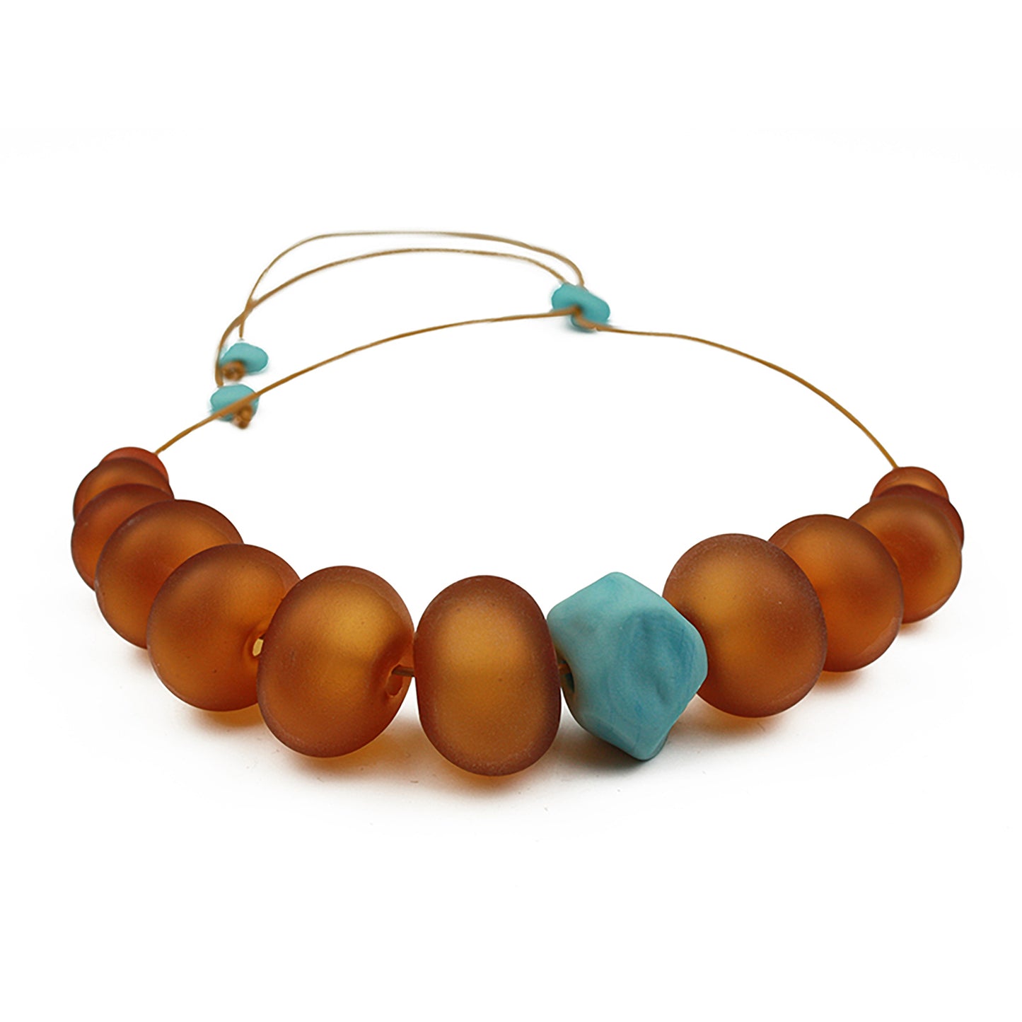 Bubble and nugget necklace -amber and turquoise