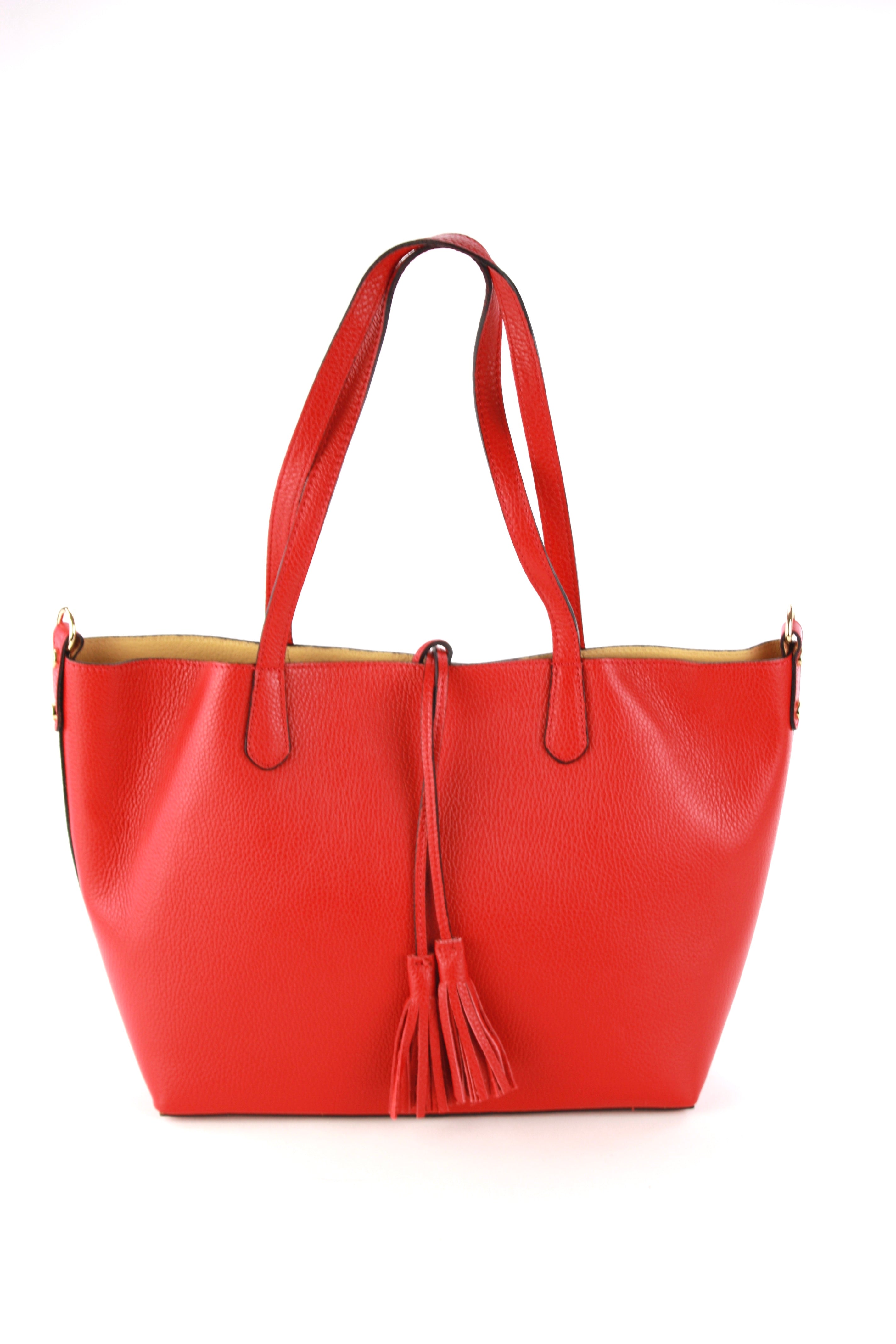 Fashion Leather Shoulder Bag Shopping Bag, Ladies s Red