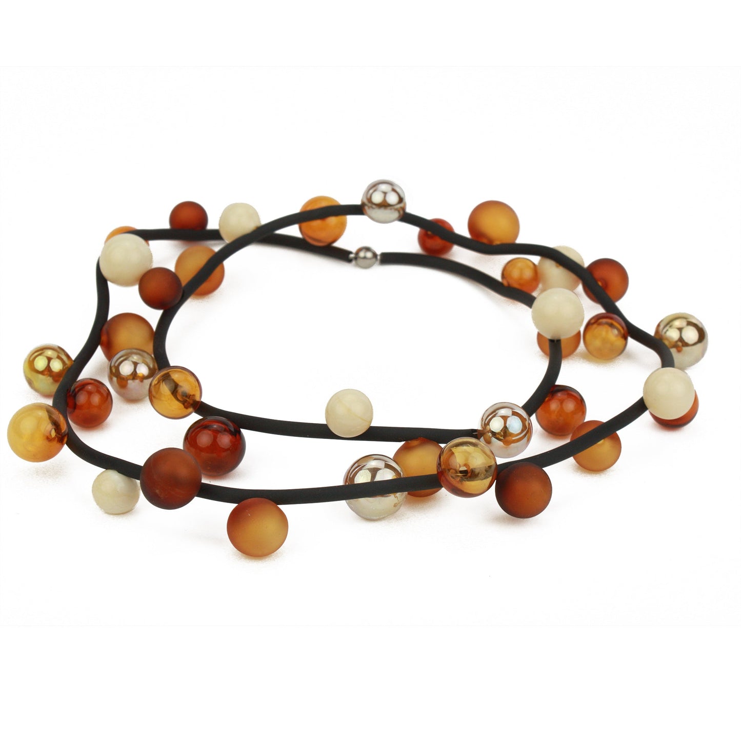 Bolla Necklace Long -Amber, ivory and gold