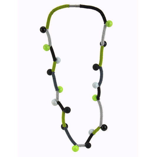 Bolla Zig Zag necklace - coal, black, silver and green