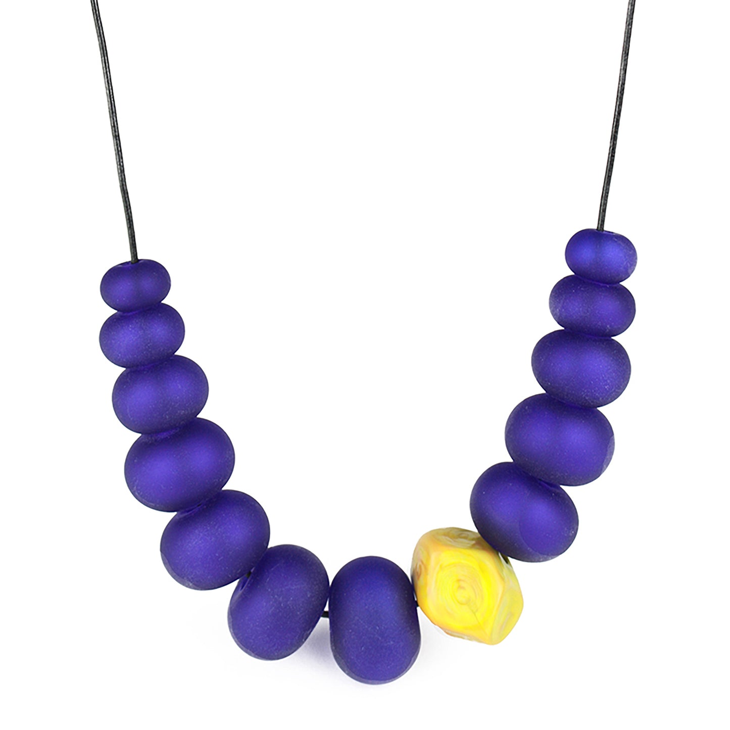 Bubble and nugget necklace - cobalt and ochre yellow