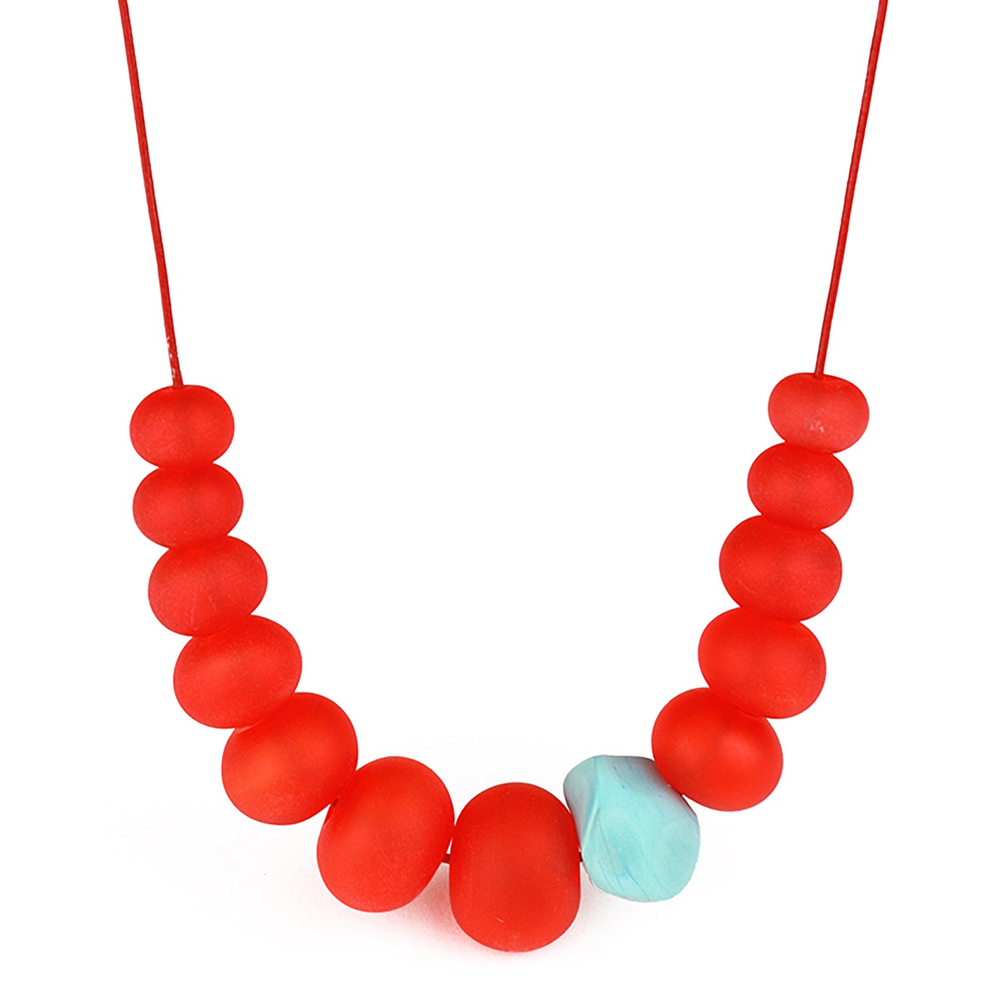 Bubble and nugget necklace - red and turquoise