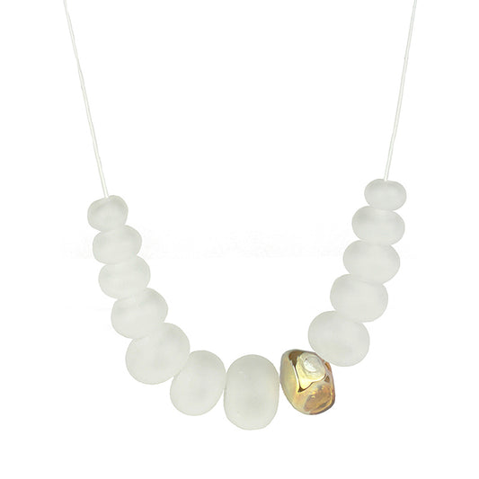 Bubble and nugget necklace - soft white and gold