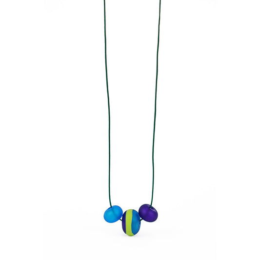 Soft stripes trio necklace -blues and greens
