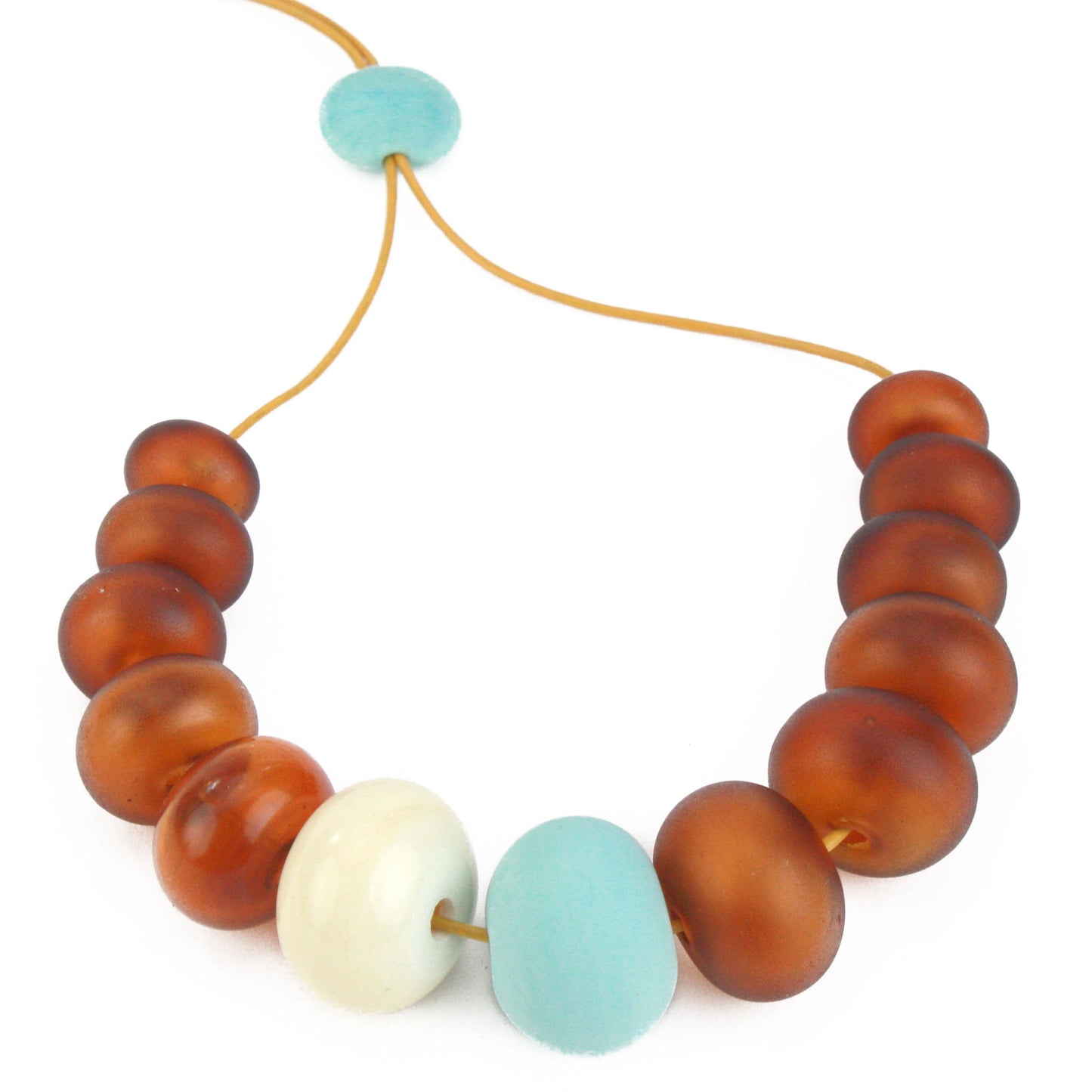 13 bead Bubble necklace - amber, turquoise and ivory