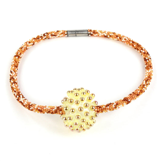 Stacked dot solo necklace-amber, ivory and gold