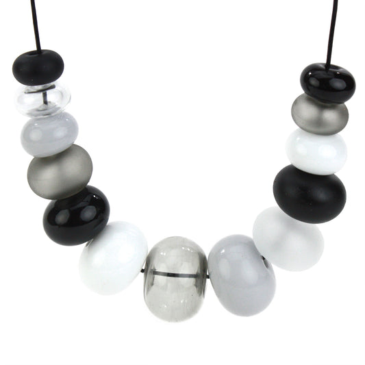 13 bead Bubble necklace - black and white