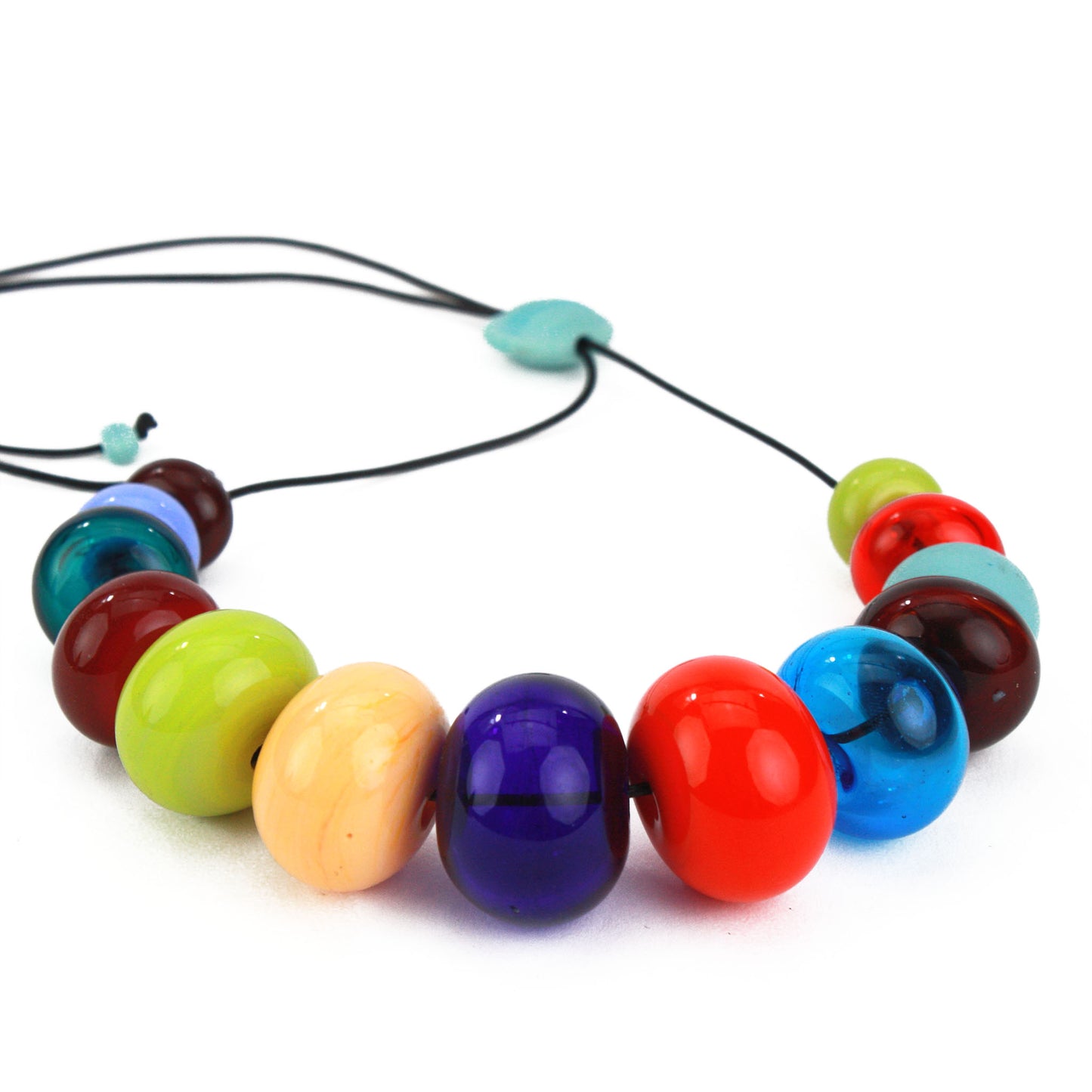 13 bead bubble necklace - multi-colored