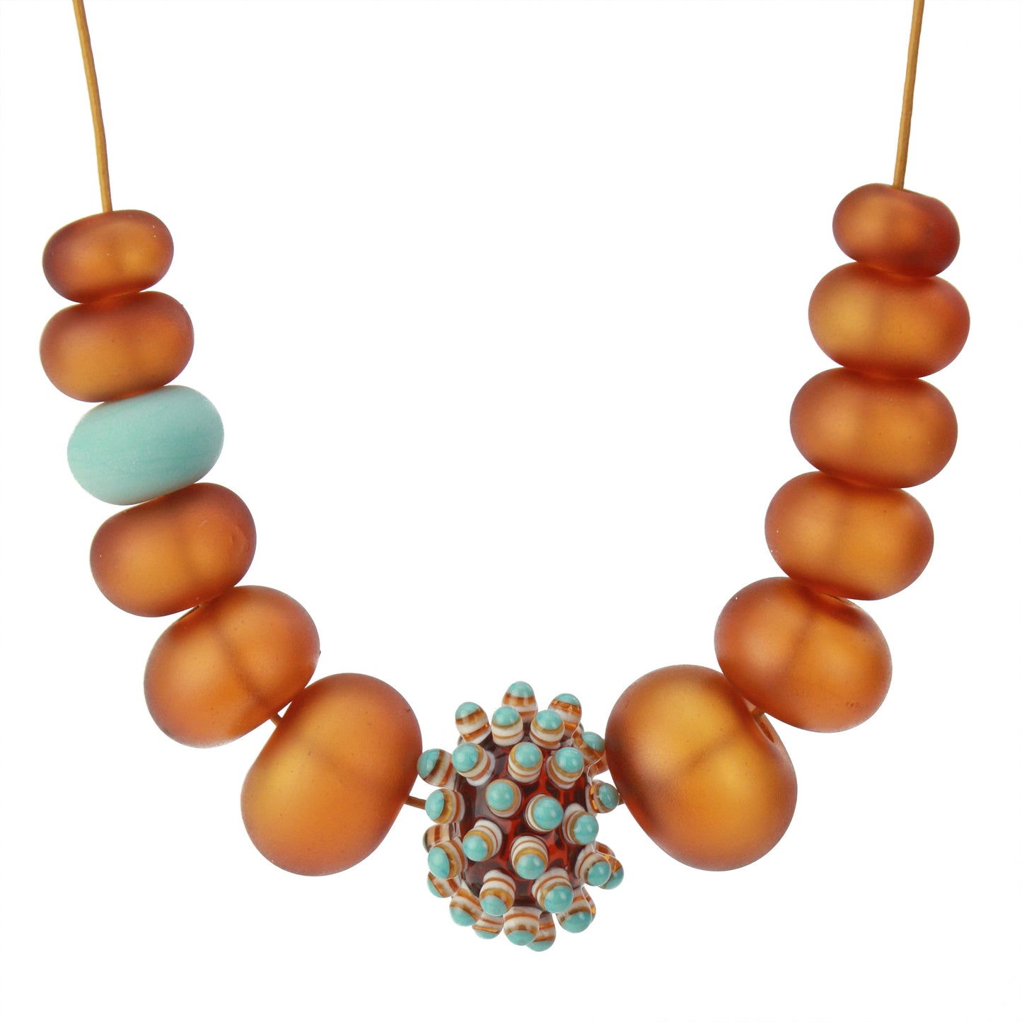 Stacked dot necklace -Amber and turquoise