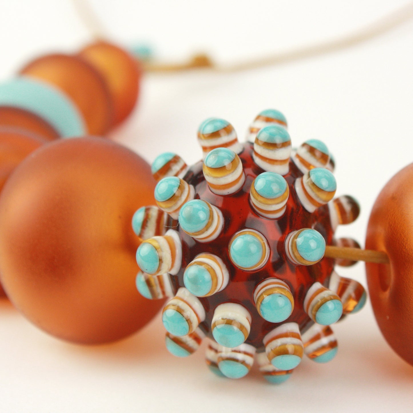 Stacked dot necklace -Amber and turquoise