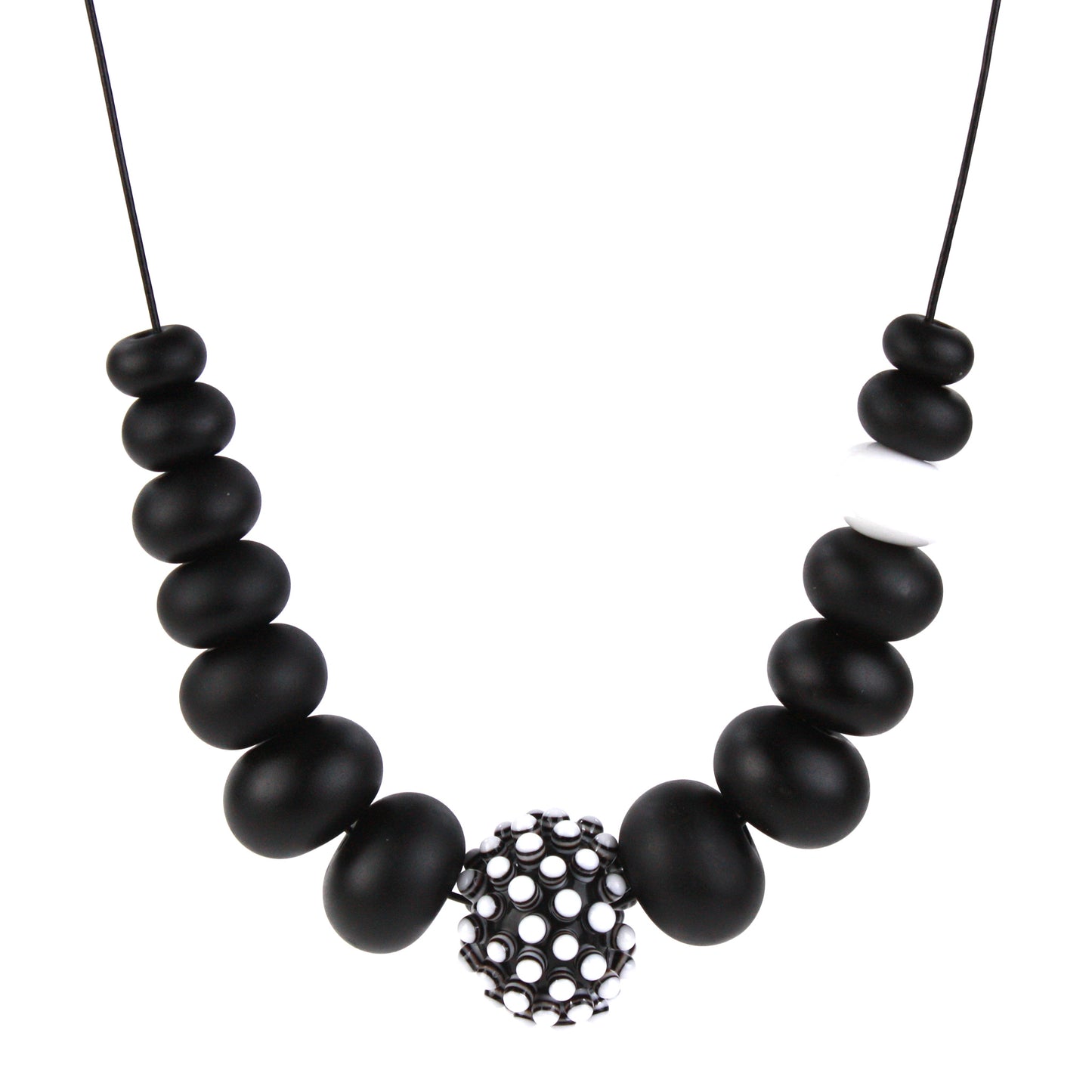 Stacked dot necklace -Black and white