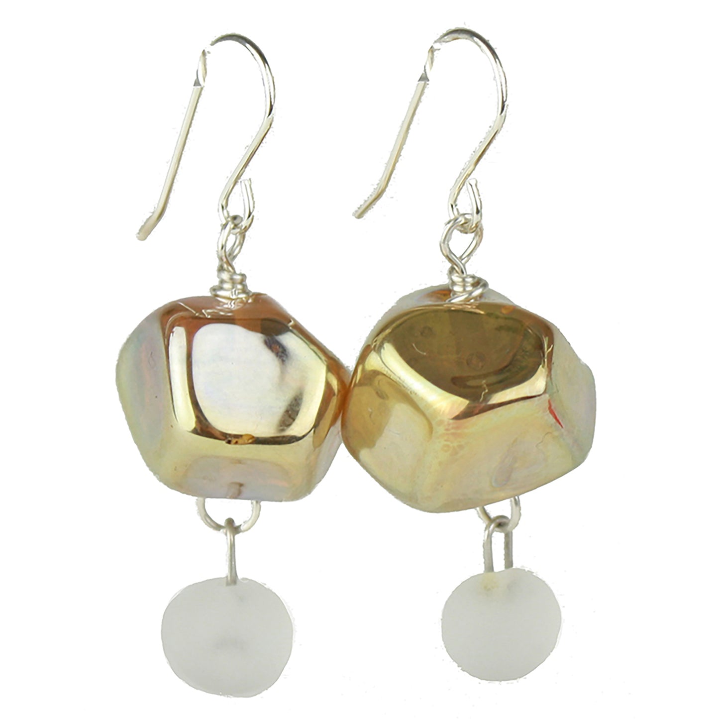 Nugget and charm earrings - gold and white