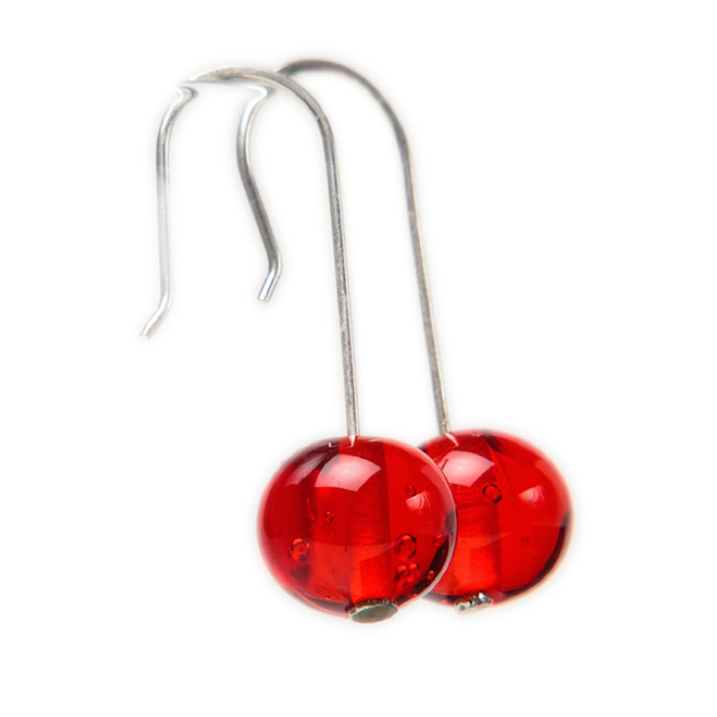 Bubble bead earrings - cherry red