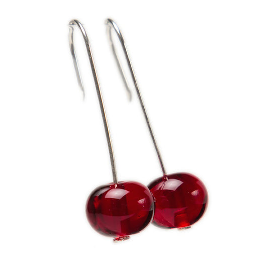 Bubble bead earrings - deep red