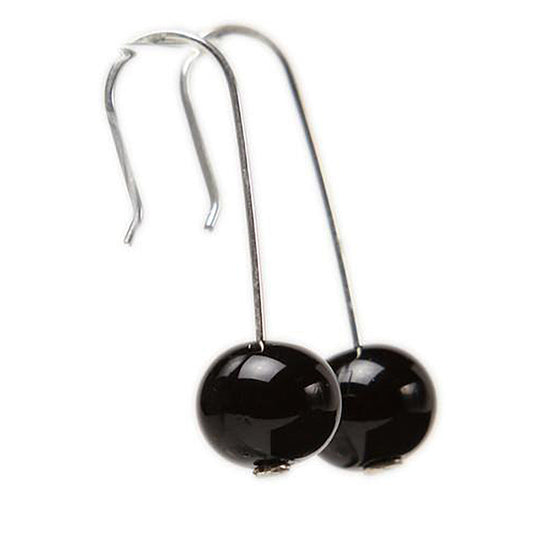 Bubble bead earrings - glossy black