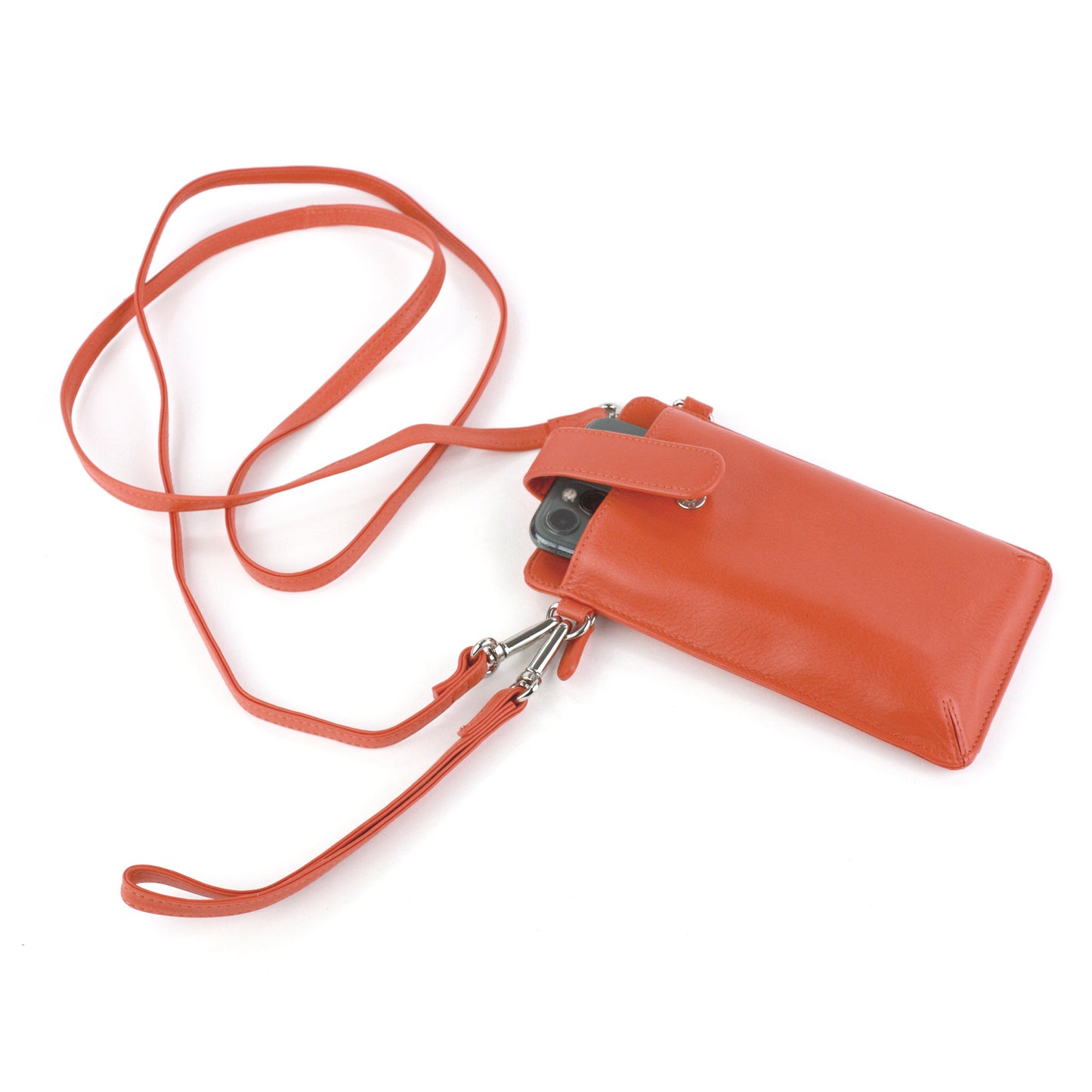 Smartphone case with cross body strap -orange