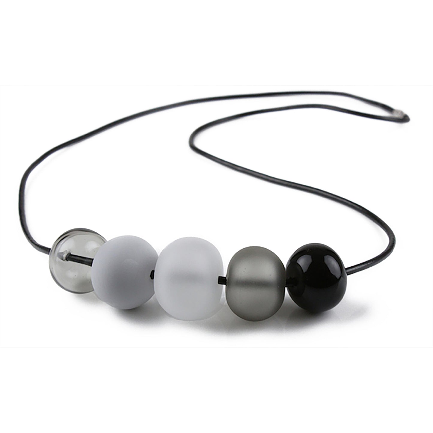 5 bubble bead necklace - black, white and gray