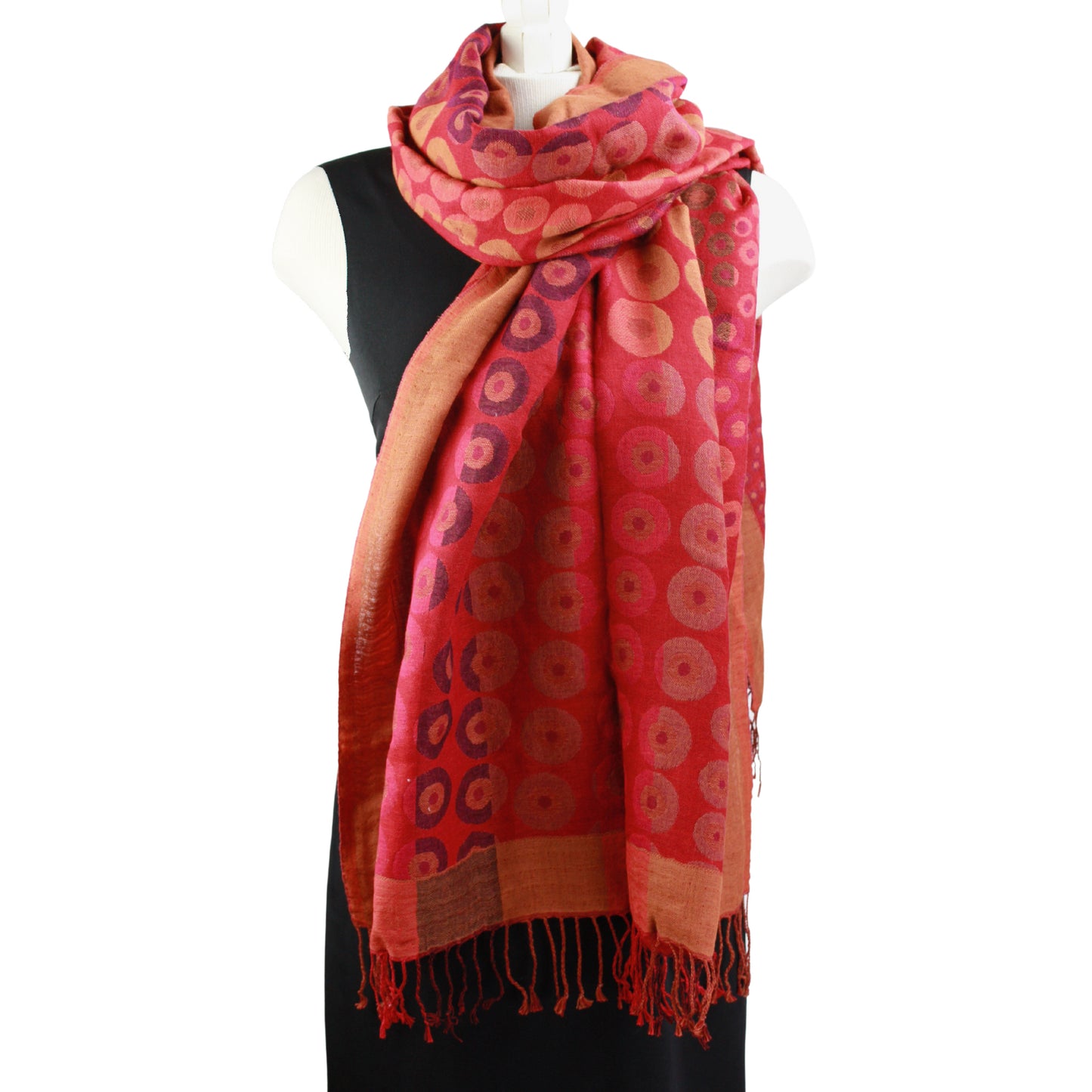 Kalya scarf in reds and oranges