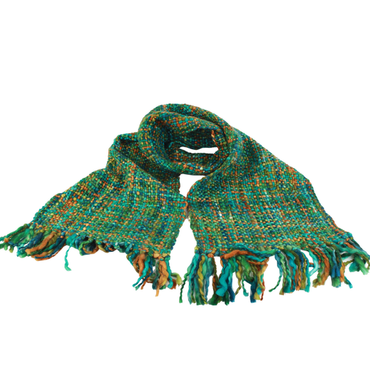 Chunky tweed scarf -teal