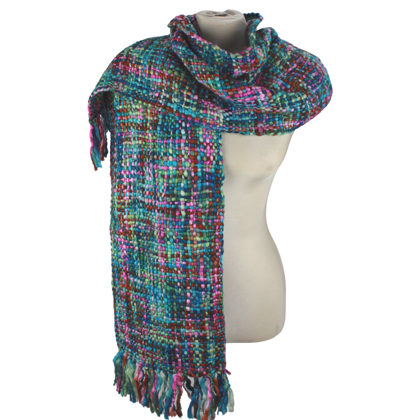 Chunky tweed scarf -turquoise