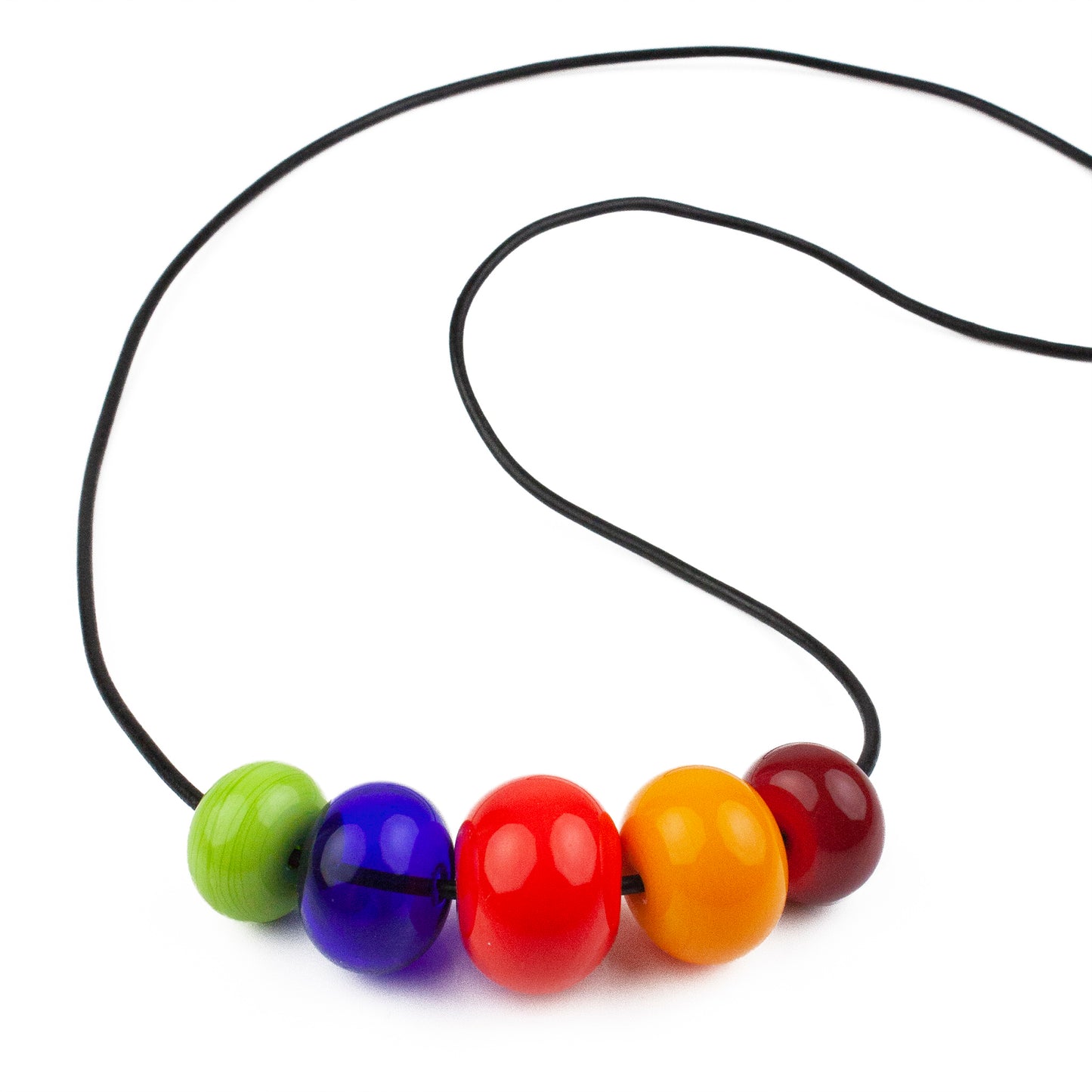 5 bead necklace - multi-colored