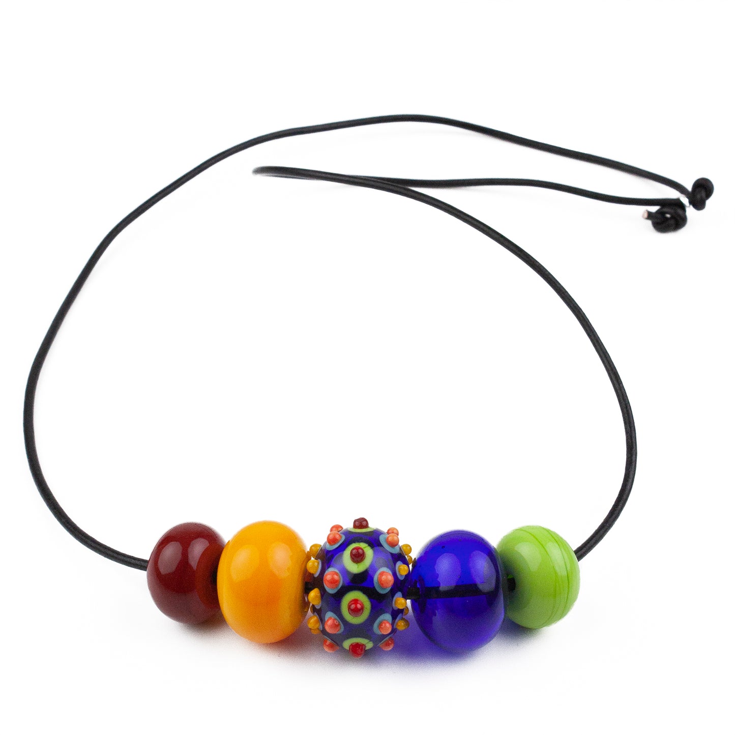5 bubble bead necklace - multi-colored with focal bead