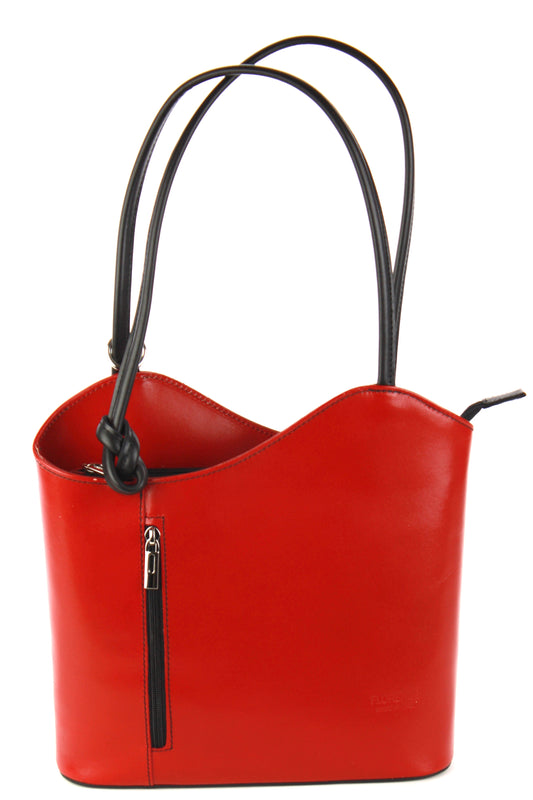 Cloe hand bag in red with black trim