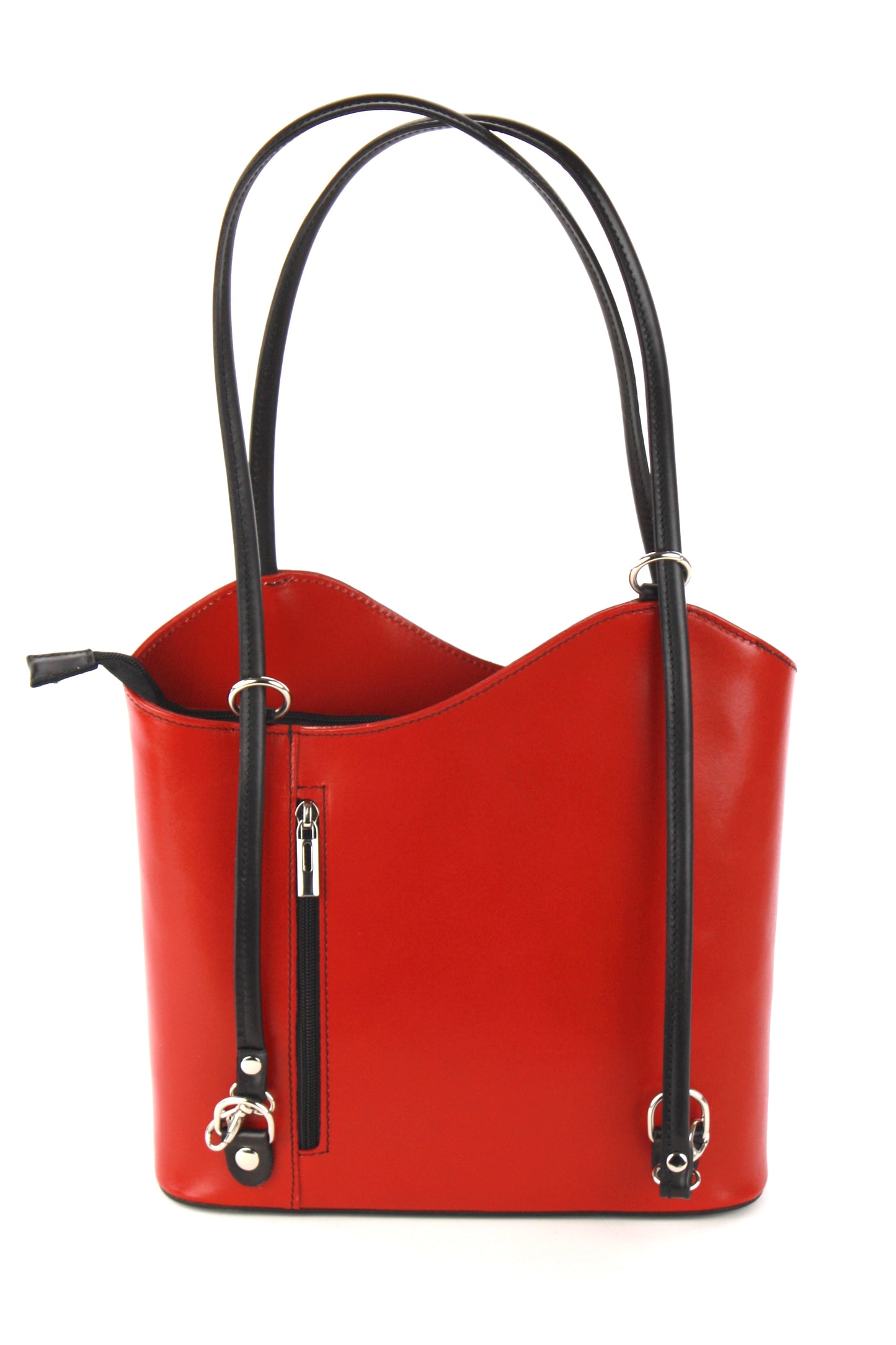 Cloe hand bag in red with black trim