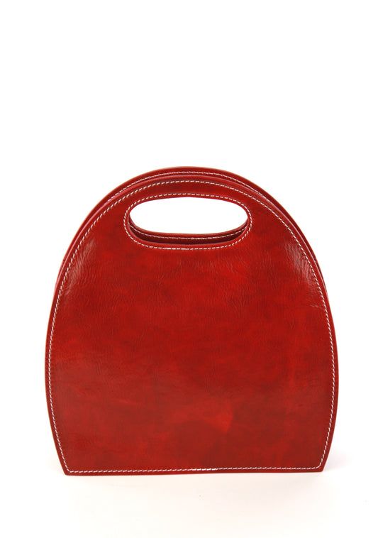 Semi Oval handbag in dark red